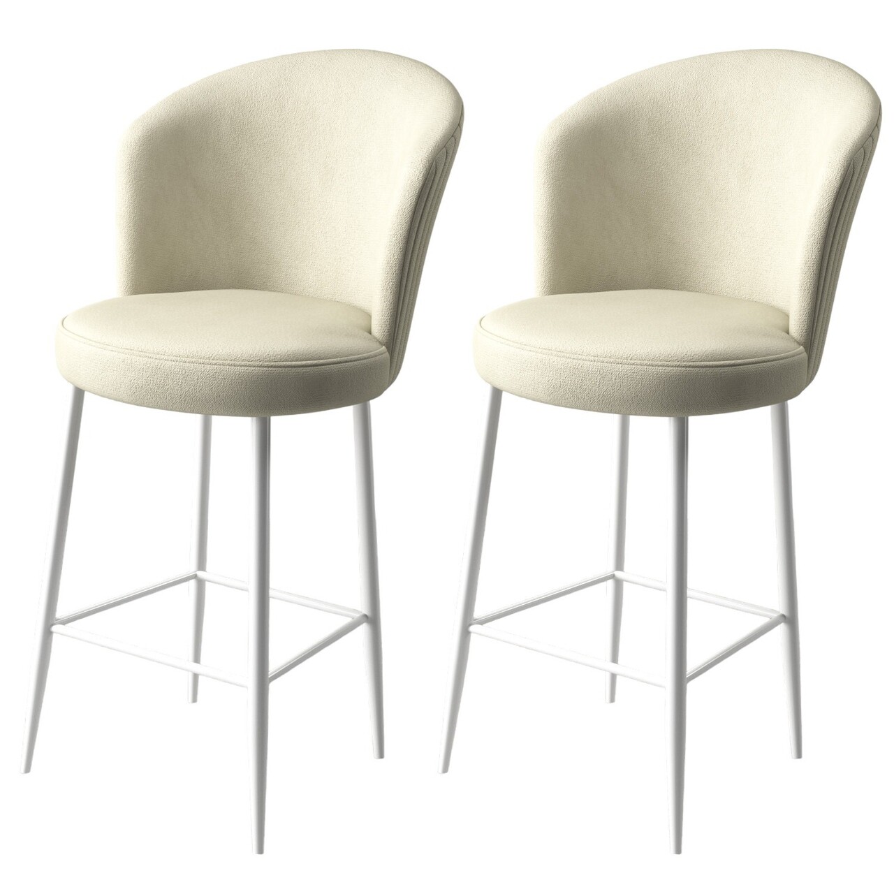 Set scaun de bar (2 bucăți), Hanah Home, Fora, Crem/Alb - imagine 5
